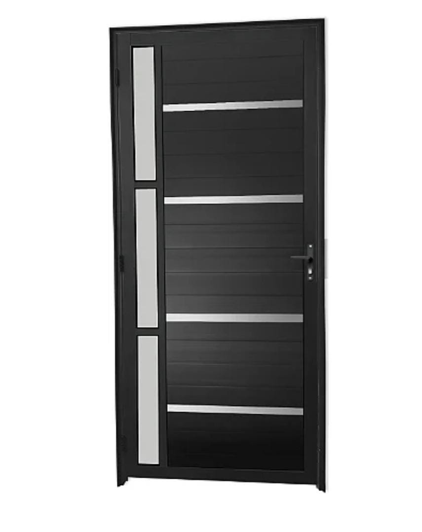 Porta Lambril Preto com Vidro, Friso e Puxador